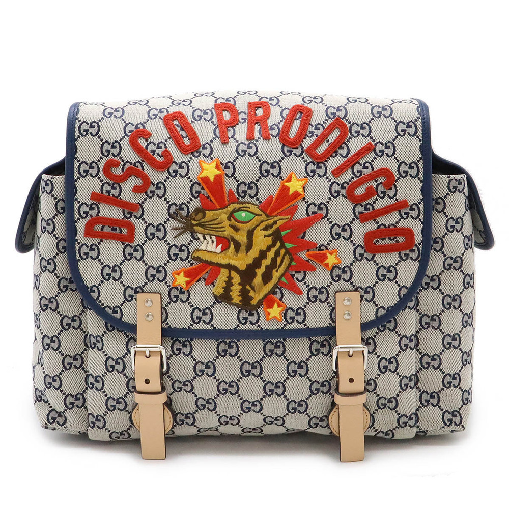 Gucci GG canvas backpack rucksack patches leather Navy Blue red Beige Cream